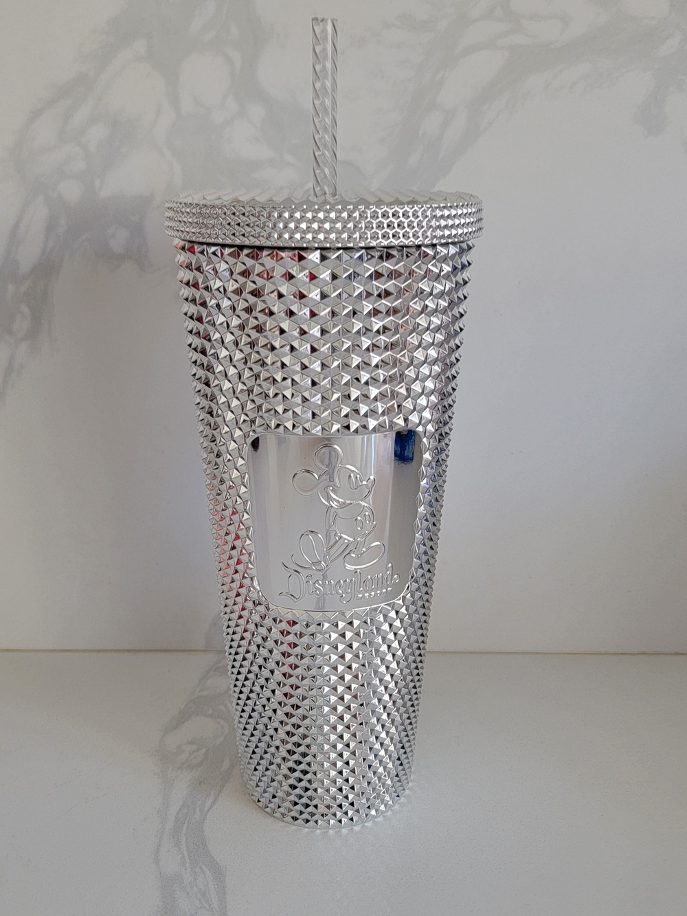 Disneyland Starbucks Silver Studded Tumbler with Straw
